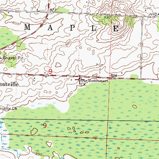 Topographic Map of Our Redeemers Church, WI