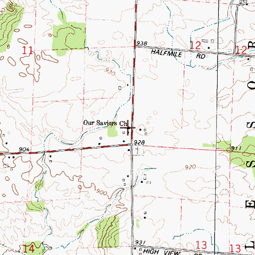 Topographic Map of Our Saviors Church, WI