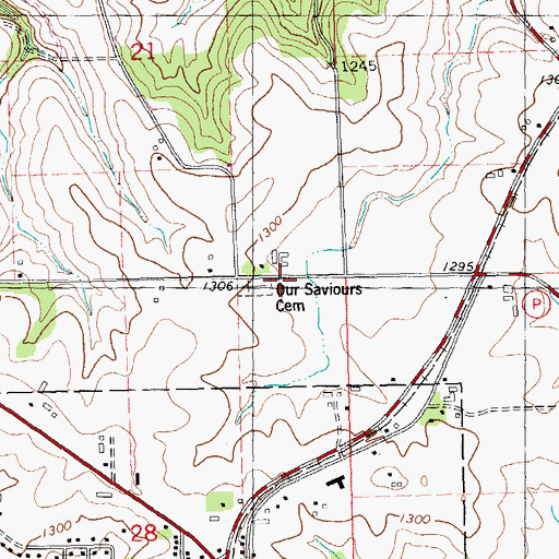 Topographic Map of Our Saviours Cemetery, WI