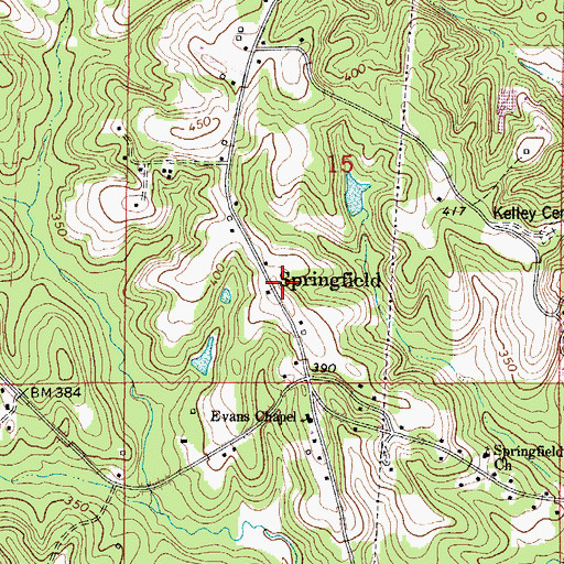 Topographic Map of Springfield, AL