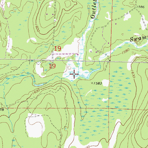 Topographic Map of Outlet Creek, WI