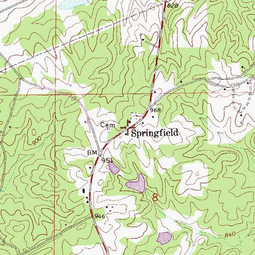 Topographic Map of Springfield, AL