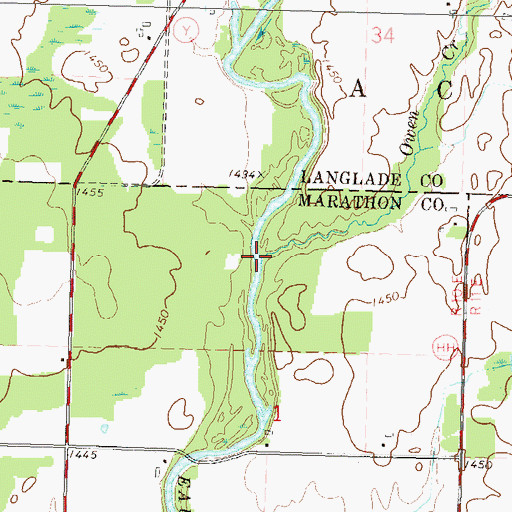 Topographic Map of Oldens Creek, WI