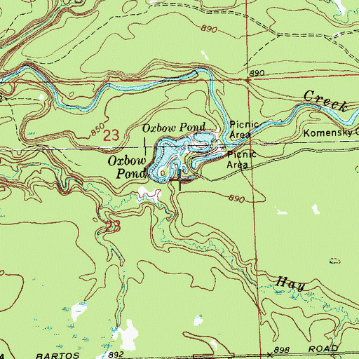 Topographic Map of Oxbow Pond, WI