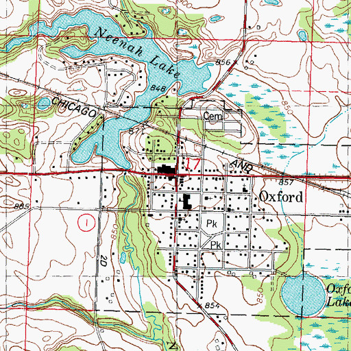 Topographic Map of Oxford, WI