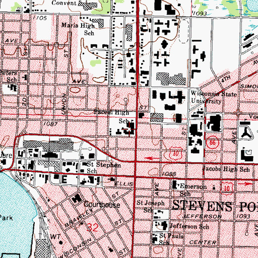 Topographic Map of Pacelli High School, WI