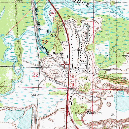 Topographic Map of Pacific Cemetery, WI