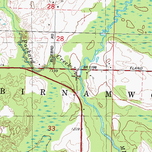 Topographic Map of Packard Creek, WI