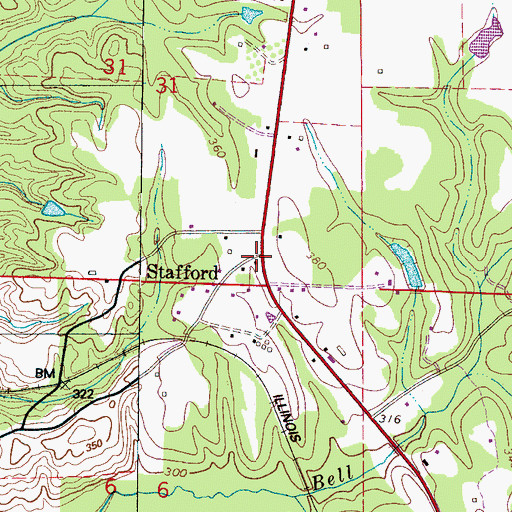 Topographic Map of Stafford, AL