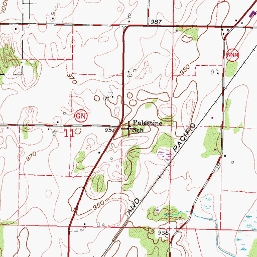 Topographic Map of Palestine School, WI