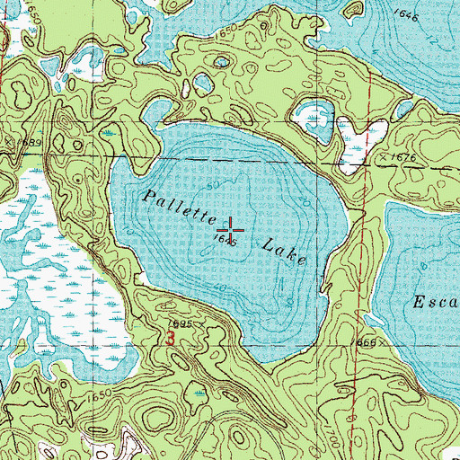 Topographic Map of Pallette Lake, WI