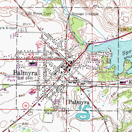Topographic Map of Palmyra, WI