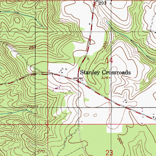 Topographic Map of Stanley Crossroads, AL