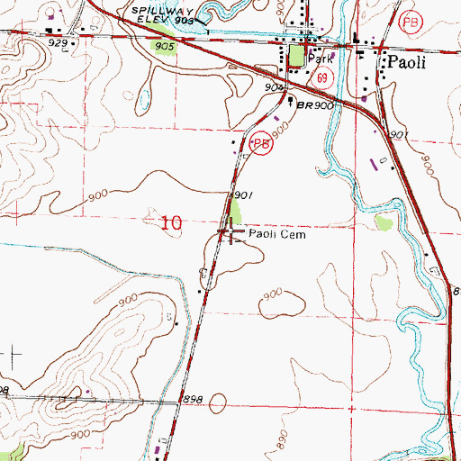 Topographic Map of Paoli Cemetery, WI