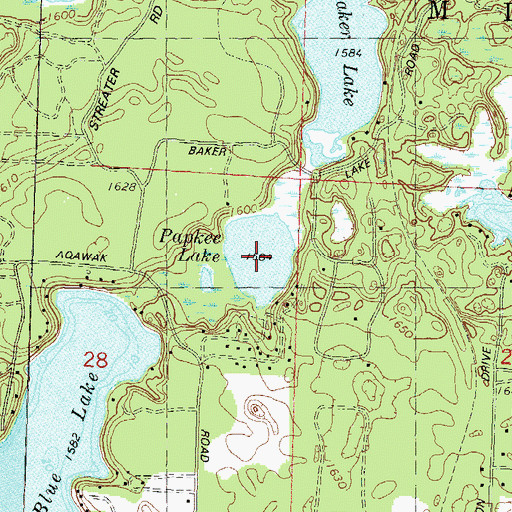 Topographic Map of Papkee Lake, WI