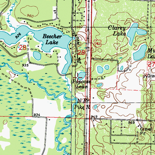 Topographic Map of Papoose Lake, WI