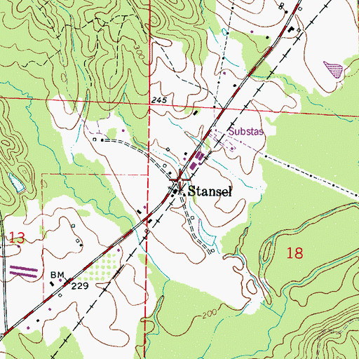 Topographic Map of Stansel, AL
