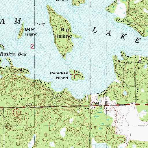 Topographic Map of Paradise Island, WI
