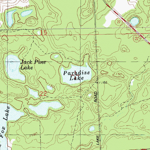 Topographic Map of Paradise Lake, WI