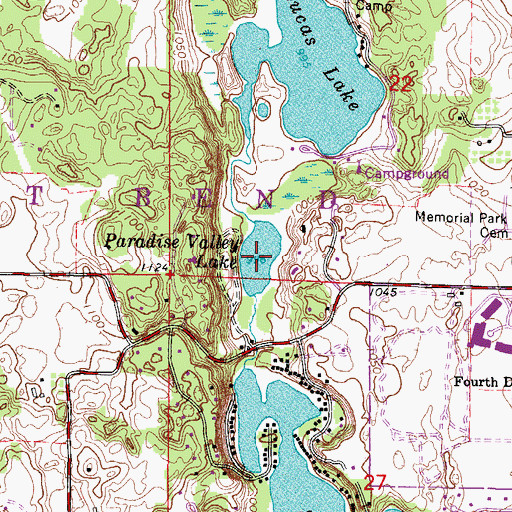 Topographic Map of Paradise Valley Lake, WI