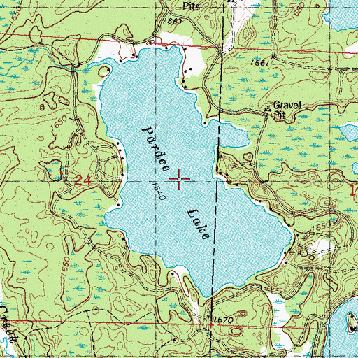 Topographic Map of Pardee Lake, WI