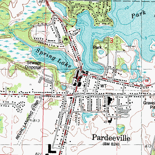Topographic Map of Pardeeville, WI