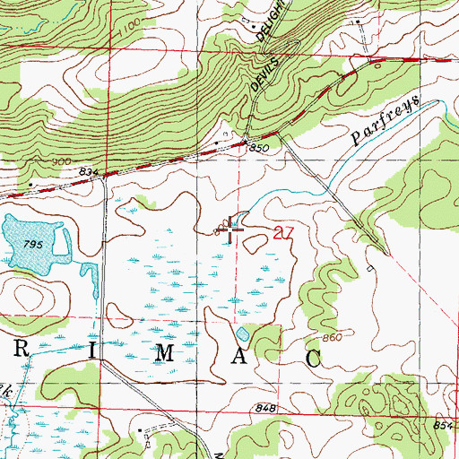 Topographic Map of Parfreys Glen Creek, WI