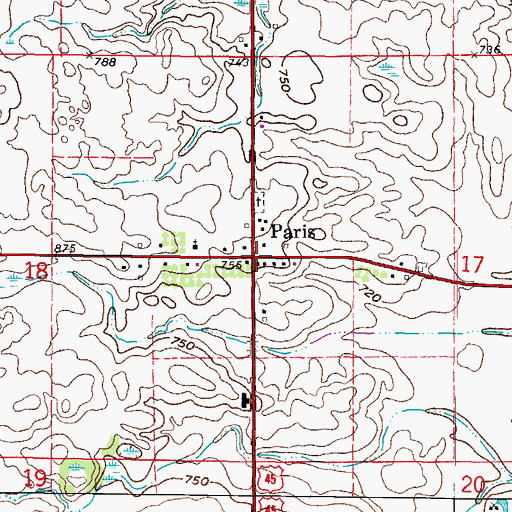 Topographic Map of Paris, WI