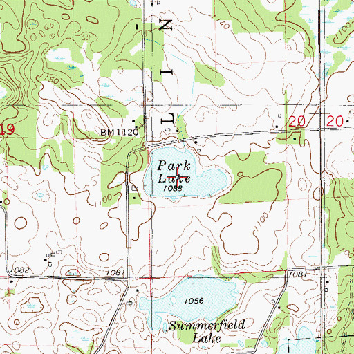 Topographic Map of Park Lake, WI