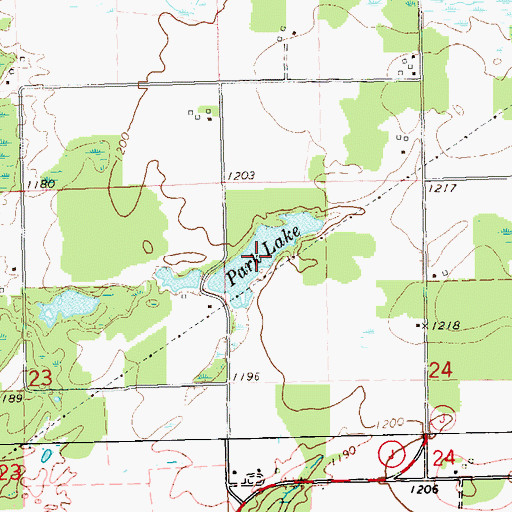 Topographic Map of Park Lake, WI