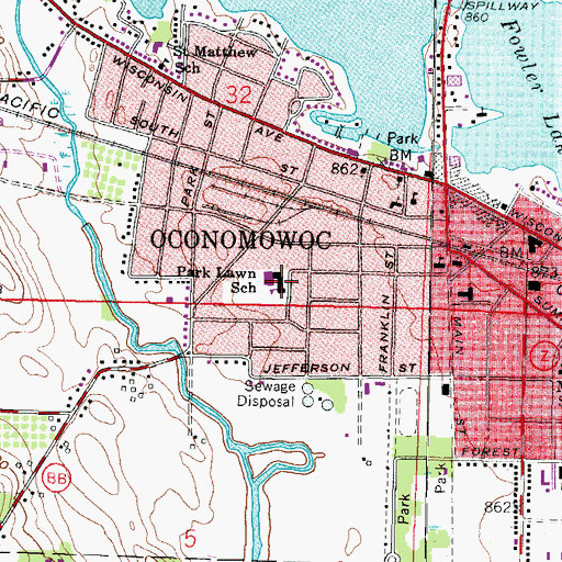 Topographic Map of Park Lawn Elementary School, WI