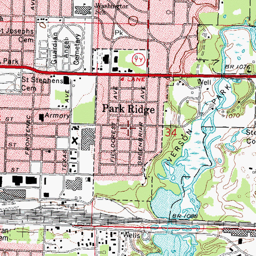 Topographic Map of Park Ridge, WI