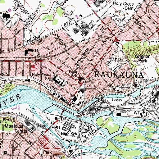 Topographic Map of Park Community Charter School, WI