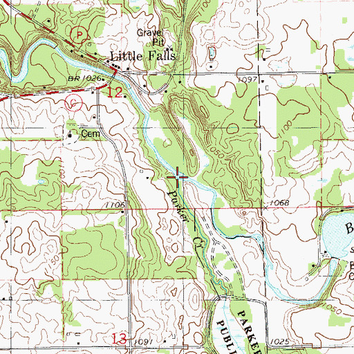 Topographic Map of Parker Creek, WI