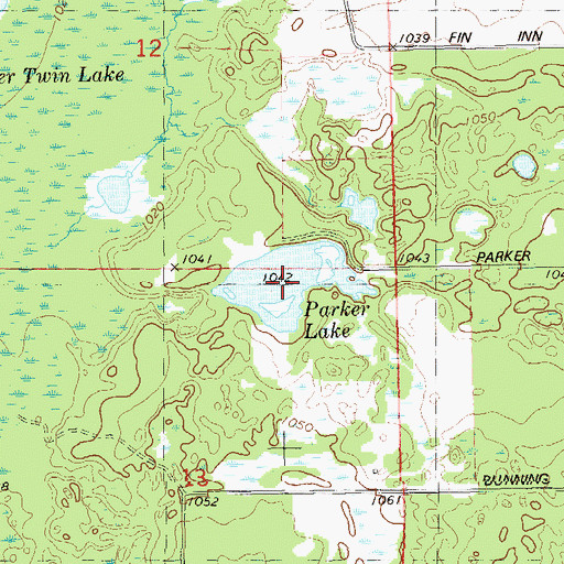Topographic Map of Parker Lake, WI