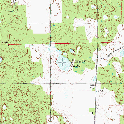 Topographic Map of Parker Lake, WI