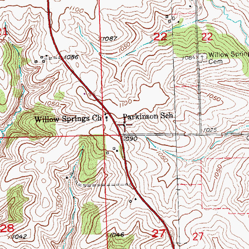 Topographic Map of Parkinson School, WI