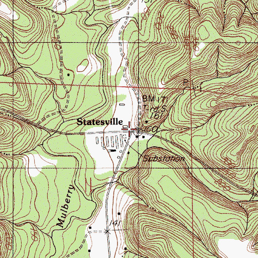 Topographic Map of Statesville, AL