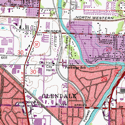 Topographic Map of Parkway Elementary School, WI
