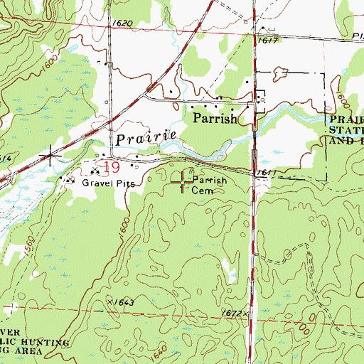 Topographic Map of Parrish Cemetery, WI