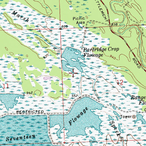 Topographic Map of Partridge Crop Flowage, WI