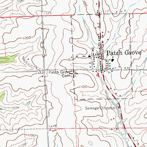 Topographic Map of Patch Grove Cemetery, WI