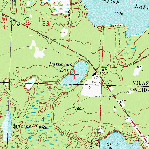 Topographic Map of Patterson Lake, WI
