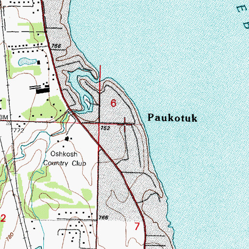 Topographic Map of Paukotuk, WI