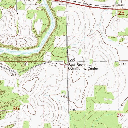 Topographic Map of Paul Revere Community Center, WI