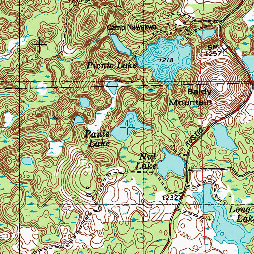 Topographic Map of Pauls Lake, WI