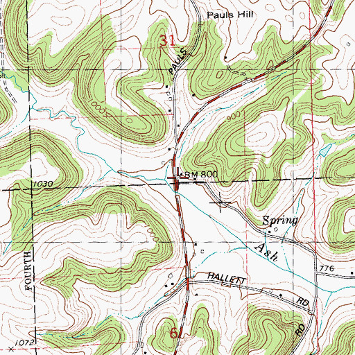 Topographic Map of Pauls School (historical), WI