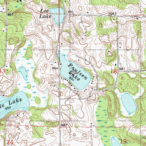 Topographic Map of Paulsen Lake, WI