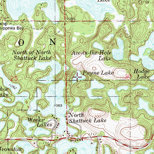Topographic Map of Payne Lake, WI