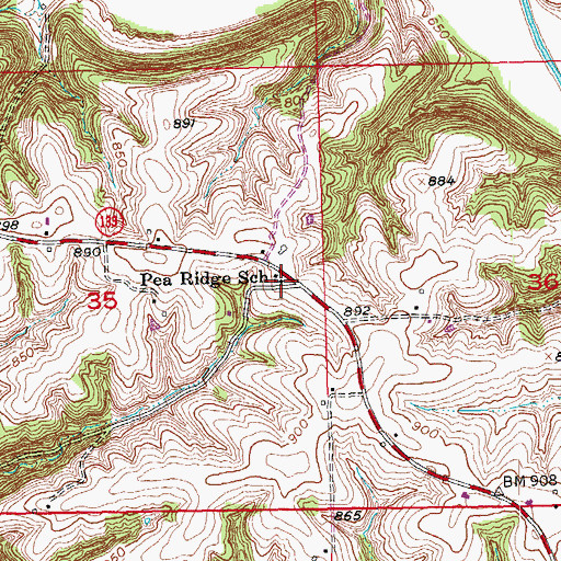 Topographic Map of Pea Ridge School, WI